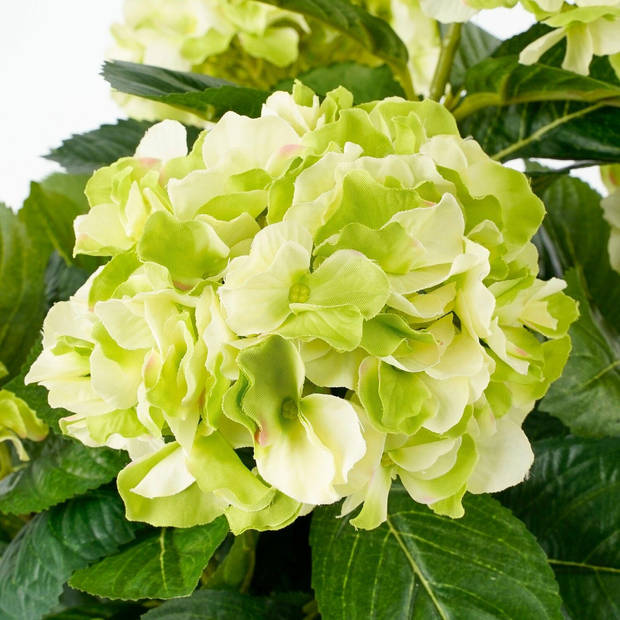 Groene hortensia kunstplant 45 cm met grijze pot - Kunstplanten