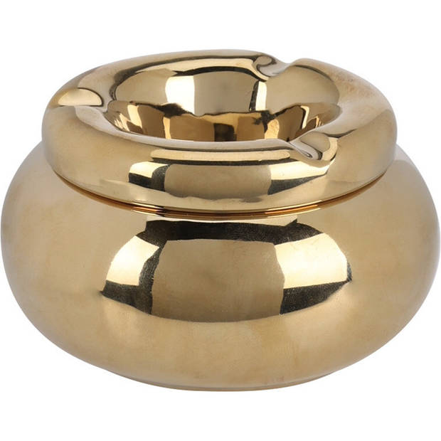 Home & Styling Storm Asbak Marbella - Kunststeen - D11 x H6 cm - metallic goud - voor binnen/balkon - Asbakken