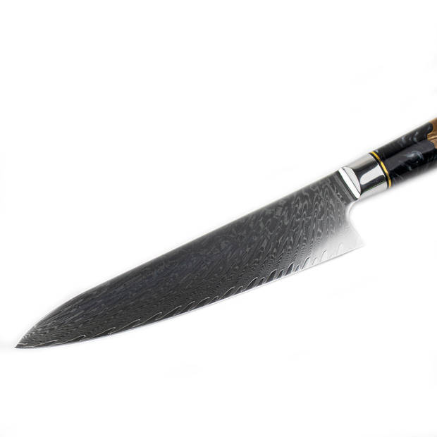 Shinrai Japan - Japans Nakirimes 18 cm - Koksmes - Damascus Mes Onyx Epoxy - Met Luxe Geschenkdoos