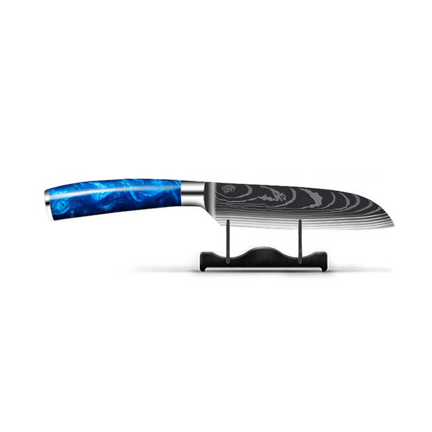 Shinrai Japan Japanse Damascus Epoxy Sapphire Print Series - Klein Santoku mes (13cm)