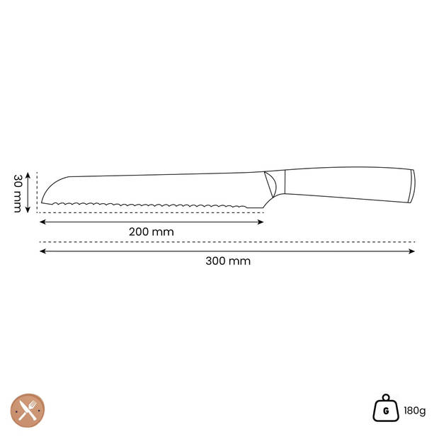 Shinrai Japan - Hammered RVS - Broodmes 20 cm