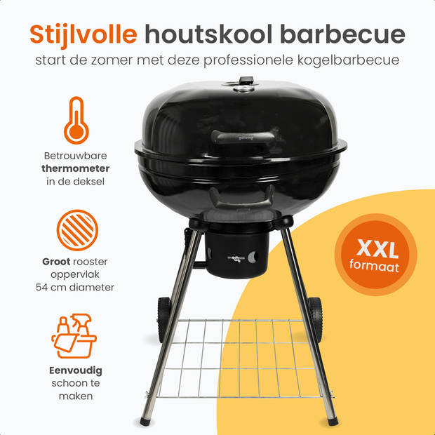 Goliving Houtskool Barbecue - 65 x 89 cm - Inclusief Accessoires - Houtskoolbarbecues op Wielen - XXL BBQ met Deksel