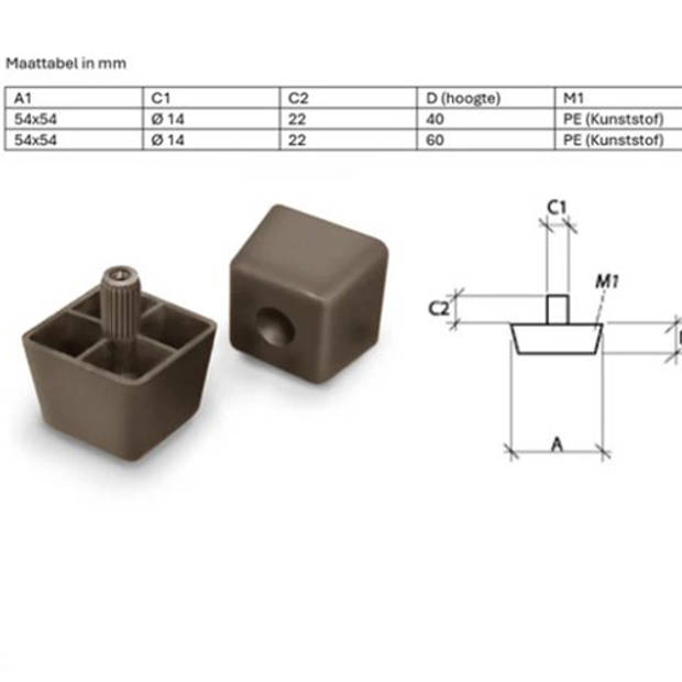 FSW-Products - 4 Stuks - Meubelverhogers Vierkant - Bedverhogers - Tafelverhogers