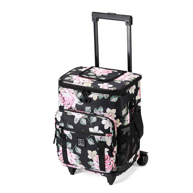 Brisby Koeltas Trolley met Telescopische trekstang en Wielen - Dark Flower - 32 liter