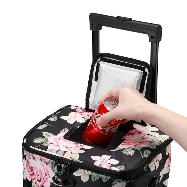 Brisby Koeltas Trolley met Telescopische trekstang en Wielen - Dark Flower - 32 liter