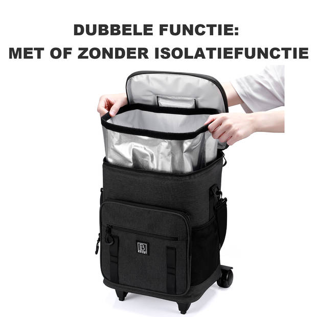 Brisby Koeltas Trolley met Telescopische trekstang en Wielen - Donkergrijs - 32 liter