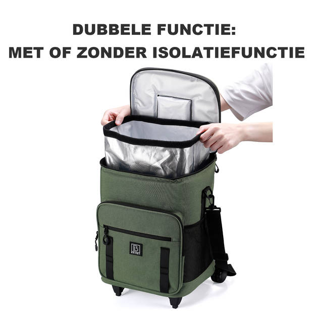 Brisby Koeltas Trolley met Telescopische trekstang en Wielen - Groen - 32 liter