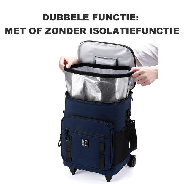 Brisby Koeltas Trolley met Telescopische trekstang en Wielen - Donkerblauw - 32 liter