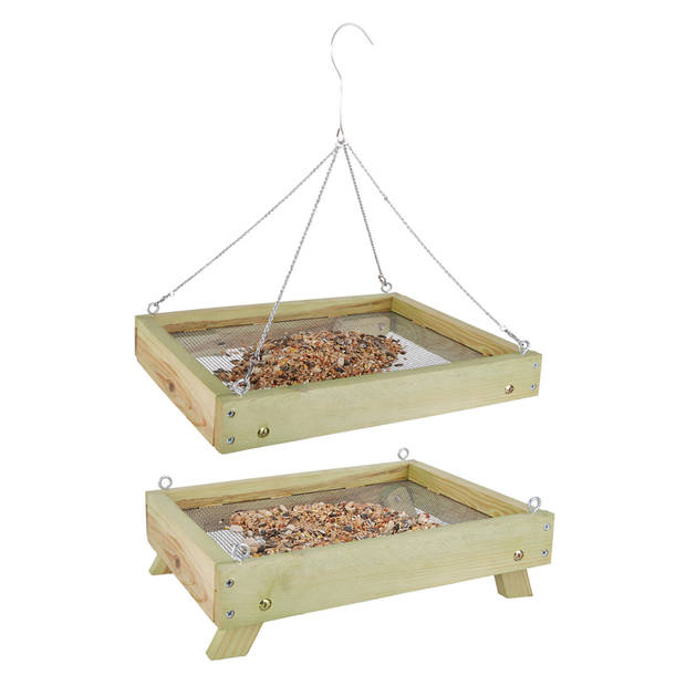 Vogelvoedertafel hout staand en hangend 35 cm - Vogelvoederhuisjes