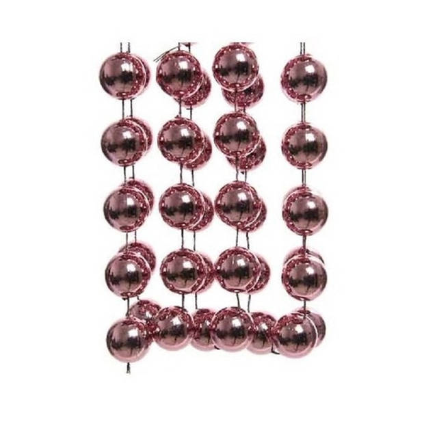 3x stuks kerst XXL kralen guirlande oud roze 270 cm kerstboom versiering/decoratie - Kerstslingers