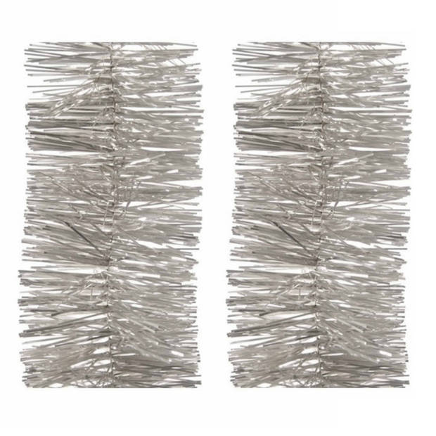 3x Kerst lametta guirlandes licht parel/zilver 270 cm kerstboom versiering/decoratie - Kerstslingers