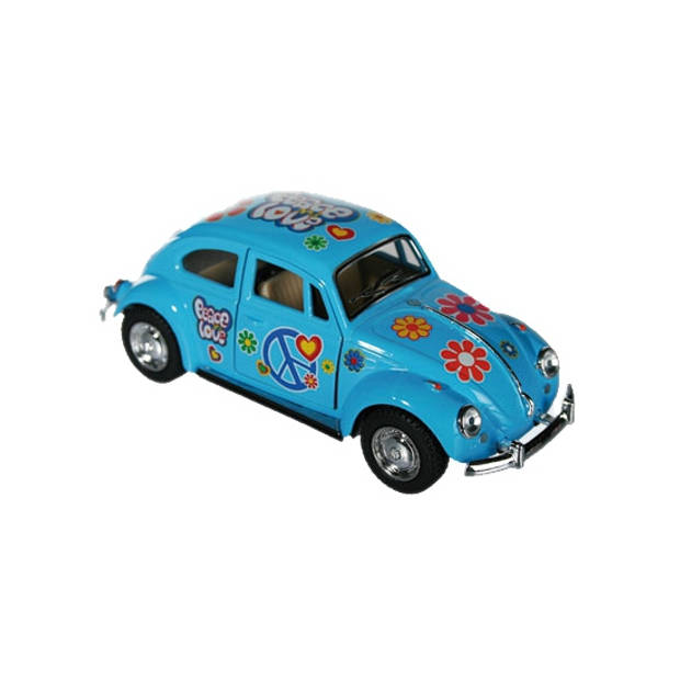 Modelautootje VW beetle blauw hippie 12,5 cm - Speelgoed auto's