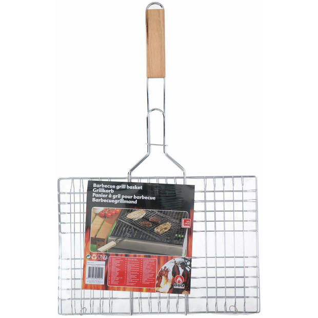 BBQ Collection barbecue rooster - klem grill - metaal/hout - 35 x 24 x 2 cm - barbecueroosters