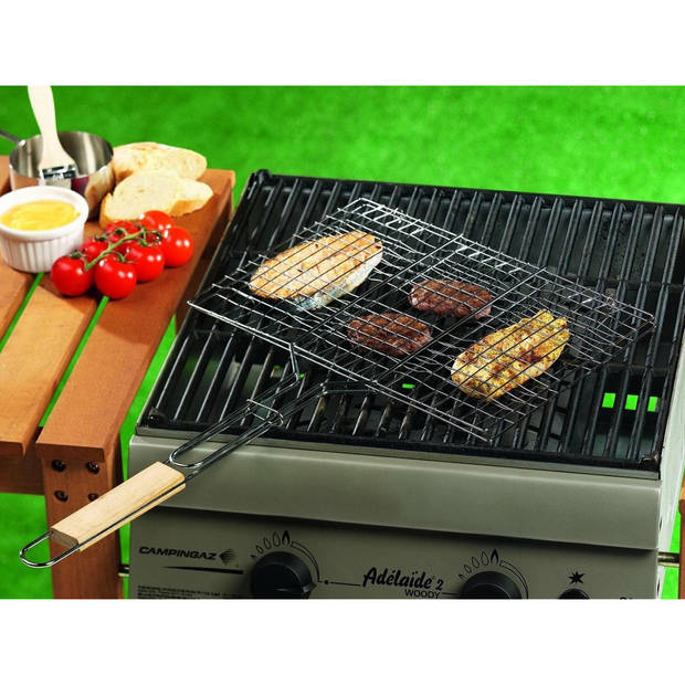 BBQ Collection barbecue rooster - klem grill - metaal/hout - 35 x 24 x 2 cm - barbecueroosters