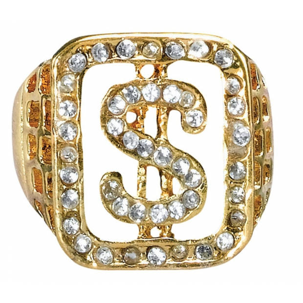 Gangster gouden ring met diamanten - Verkleedsieraden