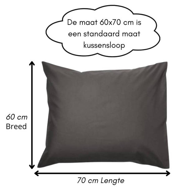 Droomtextiel Kussenslopen 60x70 cm Antraciet Set Van 2 Stuks - Hotelkwaliteit - 100% Hoogwaardige Katoen