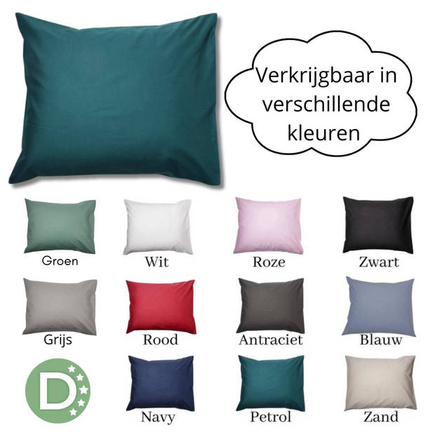 Droomtextiel Kussenslopen 60x70 cm Petrol Set Van 2 Stuks - Hotelkwaliteit - 100% Hoogwaardige Katoen