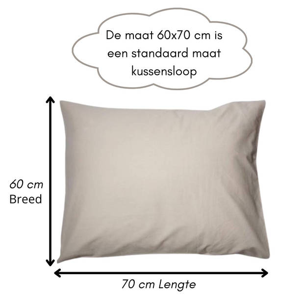 Droomtextiel Kussenslopen 60x70 cm Zand Set Van 2 Stuks - Hotelkwaliteit - 100% Hoogwaardige Katoen