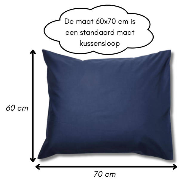 Droomtextiel Kussenslopen 60x70 cm Navy Blauw Set Van 2 Stuks - Hotelkwaliteit - 100% Hoogwaardige Katoen