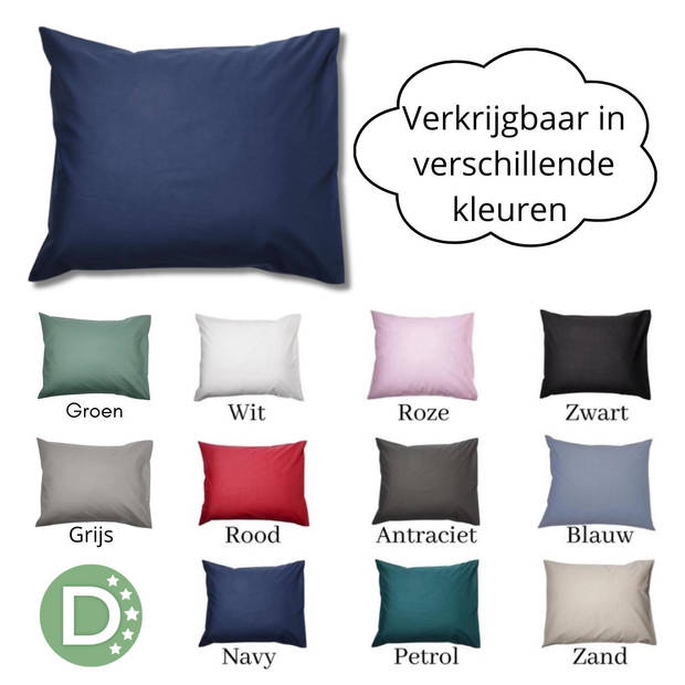 Droomtextiel Kussenslopen 60x70 cm Navy Blauw Set Van 2 Stuks - Hotelkwaliteit - 100% Hoogwaardige Katoen