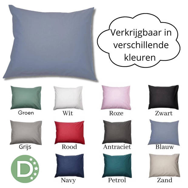 Droomtextiel Kussenslopen 60x70 cm Blauw Set Van 2 Stuks - Hotelkwaliteit - 100% Hoogwaardige Katoen