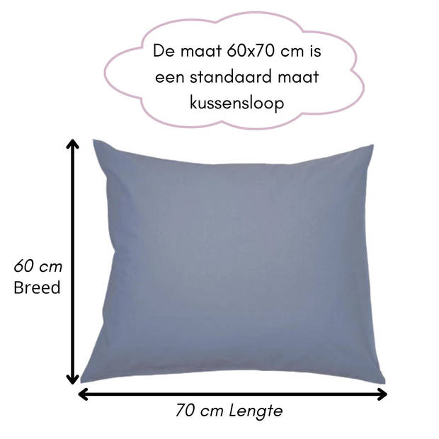 Droomtextiel Kussenslopen 60x70 cm Blauw Set Van 2 Stuks - Hotelkwaliteit - 100% Hoogwaardige Katoen