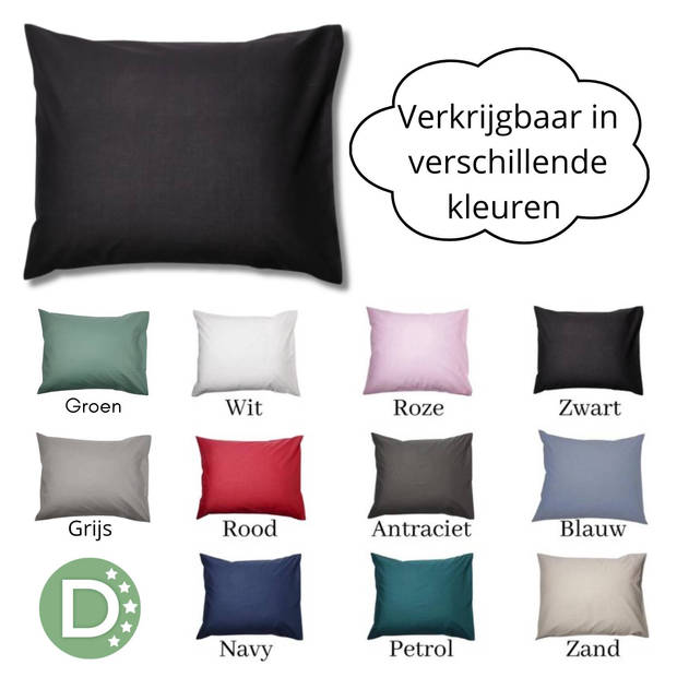 Droomtextiel Kussenslopen 60x70 cm Zwart Set Van 2 Stuks - Hotelkwaliteit - 100% Hoogwaardige Katoen