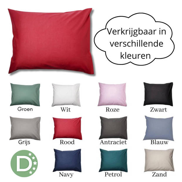 Droomtextiel Kussenslopen 60x70 cm Rood Set Van 2 Stuks - Hotelkwaliteit - 100% Hoogwaardige Katoen