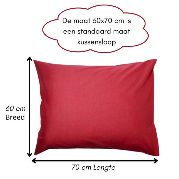 Droomtextiel Kussenslopen 60x70 cm Rood Set Van 2 Stuks - Hotelkwaliteit - 100% Hoogwaardige Katoen