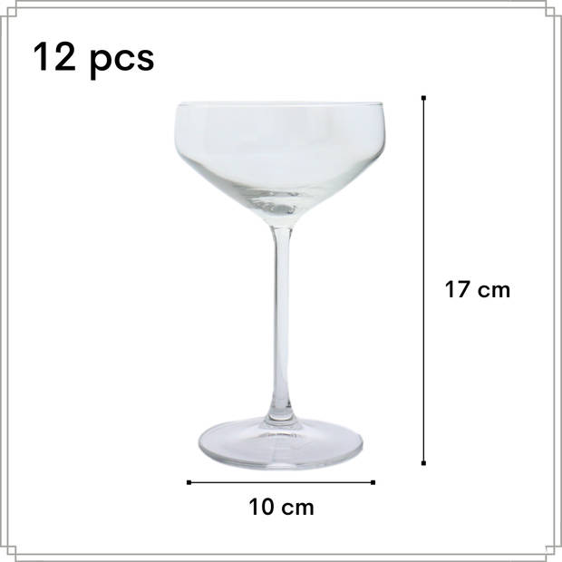 OTIX Champagnecoupe Glazen - 12 Stuks - Glas - Champagneglazen - Pornstar Martini Glazen - Cocktailglazen