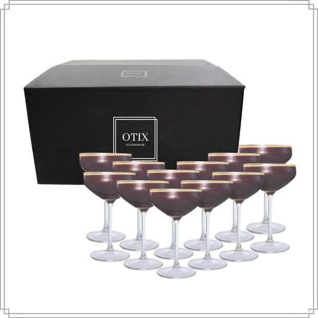 OTIX Champagnecoupe Glazen - 12 Stuks - Glas - Champagneglazen - Pornstar Martini Glazen - Cocktailglazen