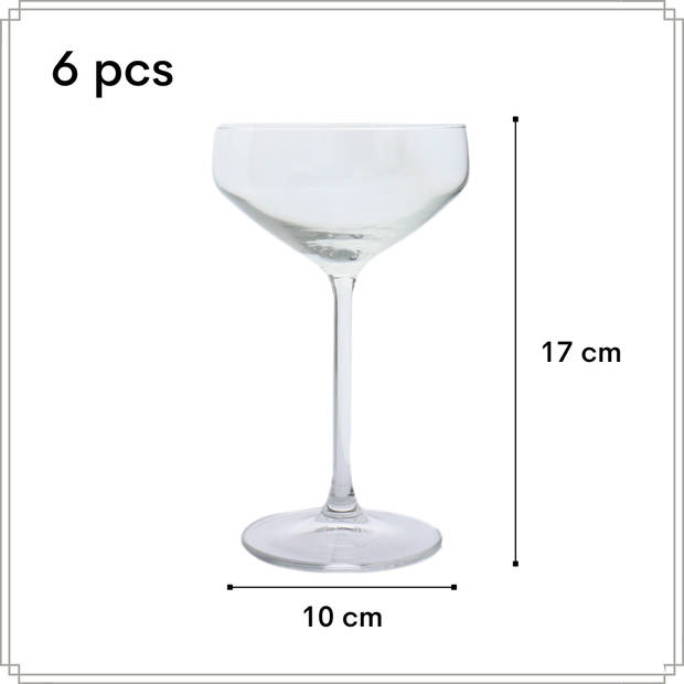 OTIX Champagnecoupe Glazen - 6 Stuks - Glas - Champagneglazen - Pornstar Martini - Glazen - Cocktailglazen