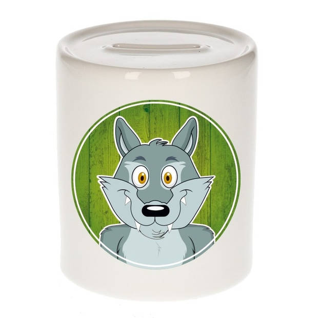 Dieren spaarpot wolf voor kinderen 9 cm - Spaarpotten