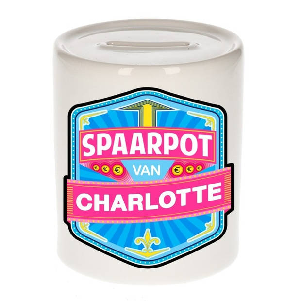 Vrolijke kinder spaarpot voor Charlotte - Spaarpotten