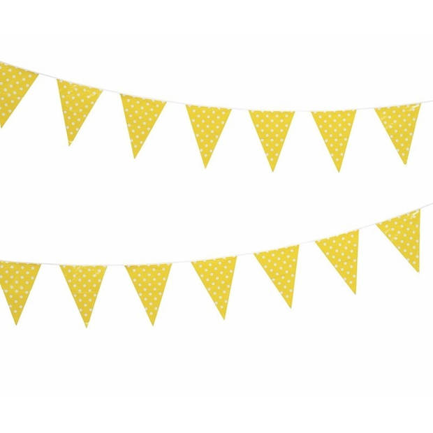 Drie vlaggenlijnen geel met witte stippen 4 meter - Vlaggenlijnen