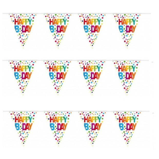 3x stuks Verjaardag vlaggenlijnen b-day/happy birthday 10 meter - Vlaggenlijnen