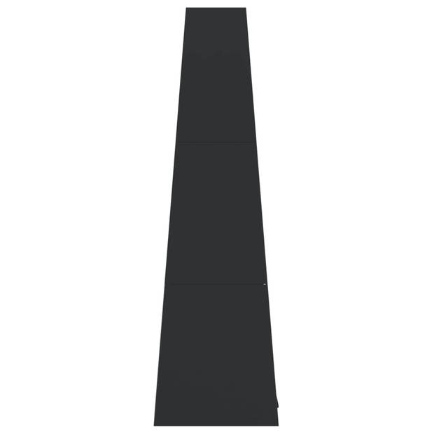 vidaXL Buitenhaard met houtopslag torenontwerp staal zwart