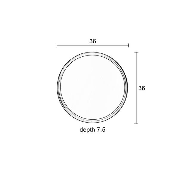 Housecraft Raj Spiegel/ Wandspiegel Rond Metaal 36x36 cm Zwart