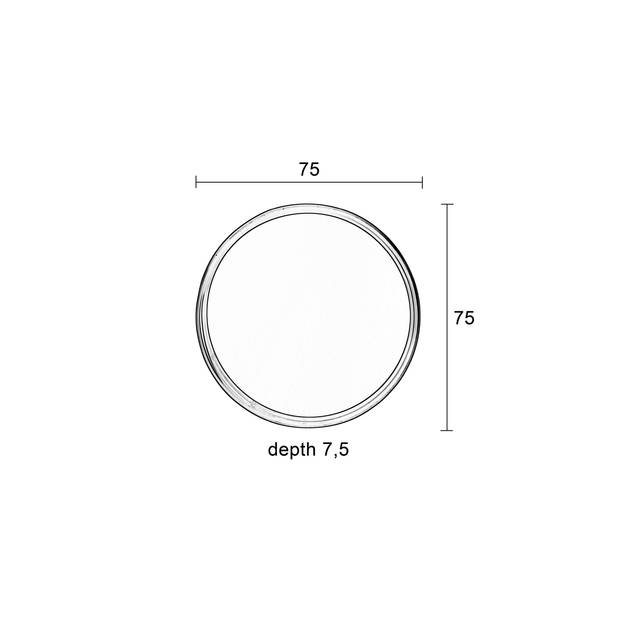 Housecraft Raj Spiegel/ Wandspiegel/ Badkamerspiegel Rond Metaal 75x75 cm Zwart