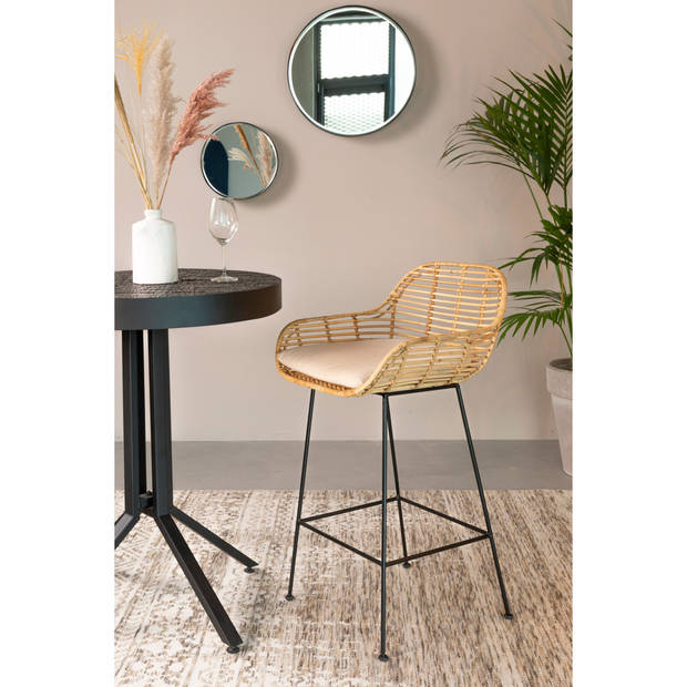 Housecraft Raj Spiegel/ Wandspiegel/ Badkamerspiegel Rond Metaal 60x60 cm Zwart