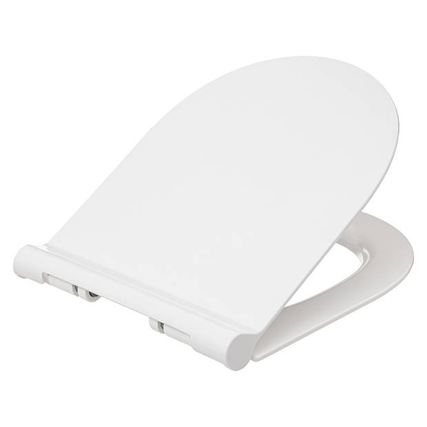 Ultradunne WC bril D-vorm - Toiletbril met deksel - Softclose - Easy Clean functie – Wit