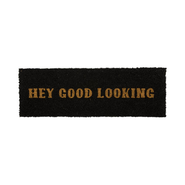 Present Time - Deurmat Hey Good Looking - Zwart - 75x25x1,5cm