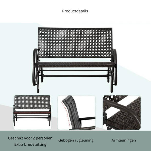 Schommelbank - Tuinbank - Bank - Tuinmeubelen - 70 x 120 x 84 cm