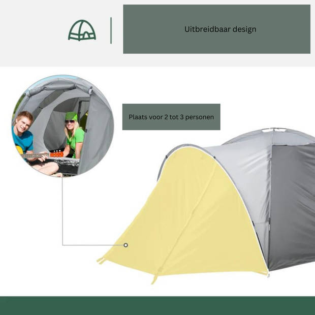 Tent voor 3 personen - Kampeertent - Koepeltent - Kamperen - 2 -3 personen