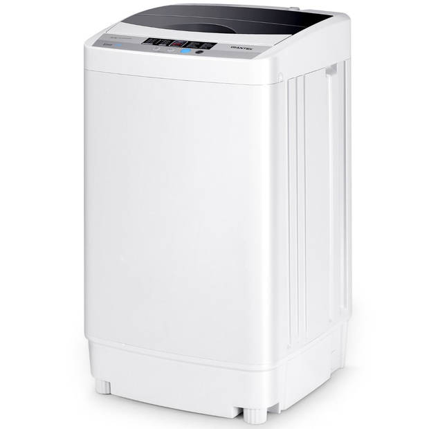 Costway Volautomatische Mini Wasmachine met Pomp, Display en centrifuge 4,5 kg - Grijs 50 × 50 × 85 cm