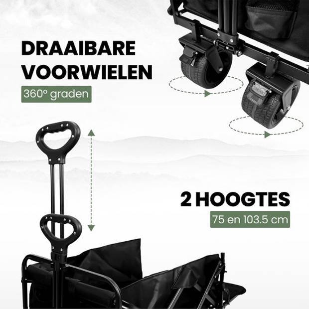 TerraGear Bolderkar opvouwbaar - Met neerklapbare achterkant - Tot 150KG draagvermogen - 142L - All terrain banden