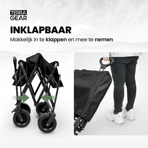 TerraGear Bolderkar opvouwbaar - Met neerklapbare achterkant - Tot 150KG draagvermogen - 142L - All terrain banden