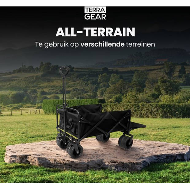 TerraGear Bolderkar opvouwbaar - Met neerklapbare achterkant - Tot 150KG draagvermogen - 142L - All terrain banden