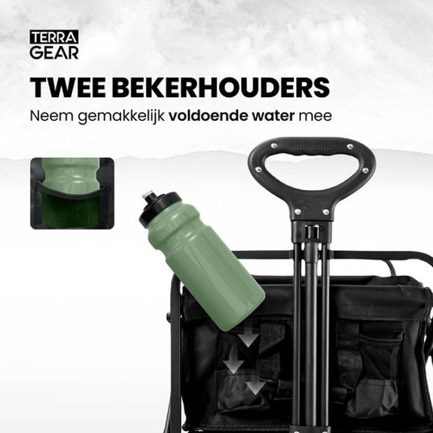 TerraGear Bolderkar opvouwbaar - 76L en 80KG draagvermogen - 65×41×23CM - Draaibare wielen - Perfect voor festivals