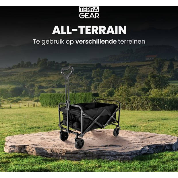 TerraGear Bolderkar opvouwbaar - 76L en 80KG draagvermogen - 65×41×23CM - Draaibare wielen - Perfect voor festivals